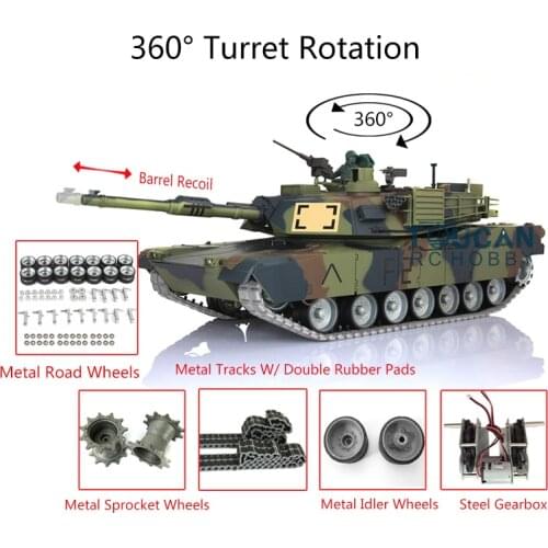 Heng Long 1/16 TK7.0 Abrams RTR RC Tank 3918 360° Turret Barrel Recoil Metal Track TH17804