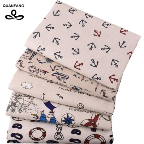 QUAN FANG navy series Cotton Linen Fabric For DIY Quilting Sewing Sofa Table Cloth Curtain Bag,Cushion Material Half Meter