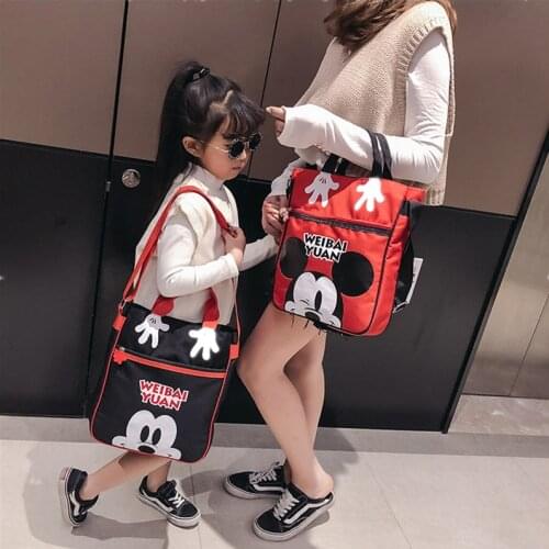 Disney Mickey School Tutor Bag Elementary And Middle School Students School Bag Canvas Messenger Shoulder Bag Boy Girl Handbag