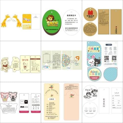 Customized kids clothing hang tag/labels/children garment printed tags/round paper tags/brand name/logo printing 1000 pcs a lot