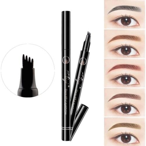 High Quality Liquid Eyebrow Pencil Waterproof with 4 Micro Fork Tip Simulate Real Eyebrows