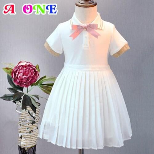 Summer preppy style dress girl kids dresses for girls baby vestidos brief bow princess dress toddler clothes 2T to 8T yrs