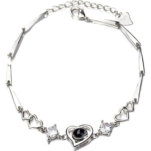 HOT SALES!!! New Arrival Fashion Heart Charm 100 Languages I Love You Projection Chain Bracelet Jewelry Wholesale Dropshipping