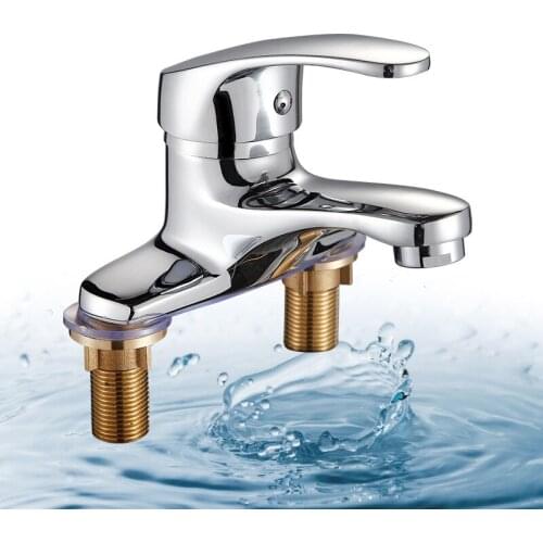 Copper Bathroom Basin Faucet Toilet Sink Tap Single Lever Double Hole Hot and Cold Water Mixer Tap Deck Mounted Wash Basin Tap