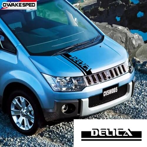 Car Hood Bonnet Sticker For Mitsubishi Delica D5 L400 MPV 4-motion Style Sport Stripes Auto Engine Cover Decor Vinyl Decal