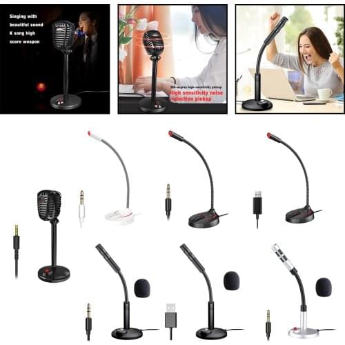 USB / 3.5mm Desktop Microphone for Computer, Plug & Play Noise Canceling Professional Desktop Microphone