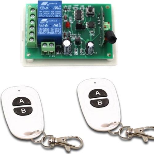 Latest DC12V 24V 10A 2CH RF Remote Control Switch System 2X Transmitter + 1 X Receiver 2CH Relay Smart Home High Quality 315/433