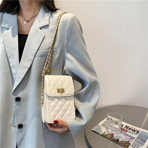 2021 New Brand Design Shoulder Bags For Women Fashion Lingge Chians Handbag Mobile Phone Bag Ladies Luxury Elegant Crossbody Bag