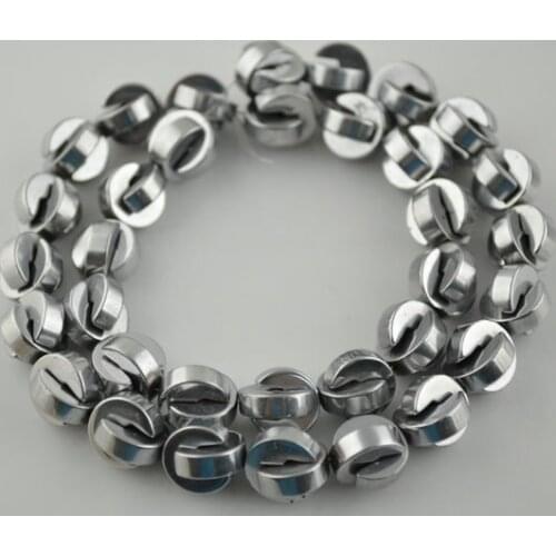 New Arrival Silver Color Plated Hematite Beads 3x11mm Notched Coin Shape Jewelry Making Materials 5Strands/lot Free Shipping
