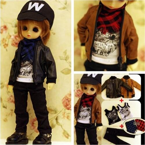 1/4 1/3 scale BJD doll clothes leather coat + pants + vest for BJD/SD accessories SD17 uncle.Not included doll,shoes,wig A1015