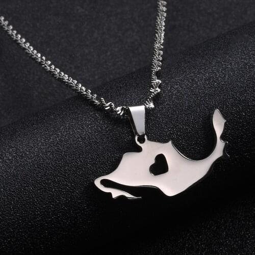 Stainless Steel Silver Color Mexico Map Pendant Necklace Fashion Mexican Map Jewelry