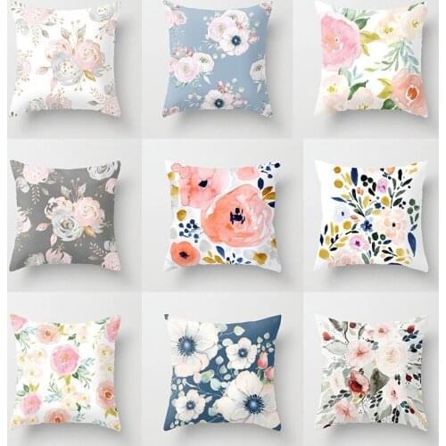 GY0712 Rural Flower Pattern Pillow 1PC(No Filling) Colorful Polyester Peachskin 45x45cm Cushion Bedroom Home Office