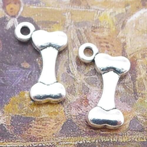 200pcs Bone Charms 15mm x 10mm DIY Jewelry Making Pendant antique silver color