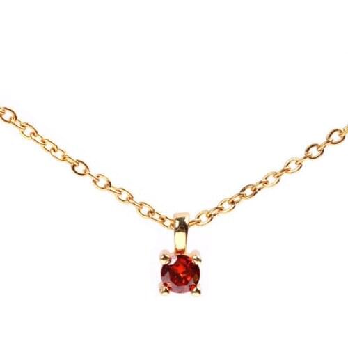 Simple and Round Cut Four Claw Crystal Pendant Elegant Womens Inlay Zircon Gold Color Necklace Charm Womens Cocktail Jewelry