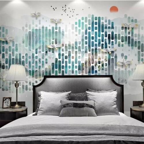 Wellyu Custom wallpapers 3d new Chinese обои abstract ink landscape geometric decorative painting wall paper 3d papel de parede