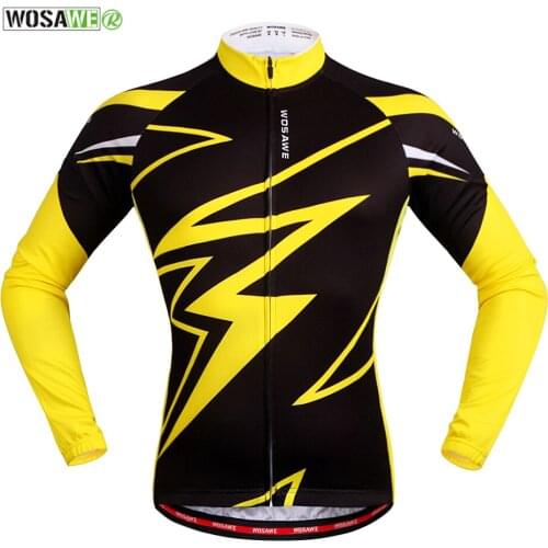 WOSAWE Mens Summer Spring Cycling Jersey Breathable Shirts Bicycle Wear Racing Tops Quick Dry Cycling Long Sleeve Jersey Men