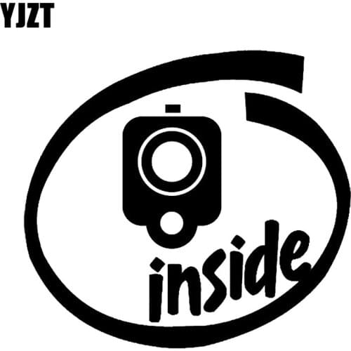 YJZT 13.2*11.9CM Interesting Gun The Inside Car Sticker Vinyl High Quality Motorcycle Accessories C12-0271