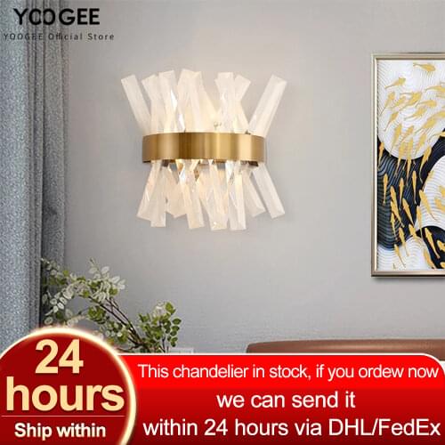 Gold crystal wall lamps for living indoor bedroom kitchen island modern wall sconce led wall home decor hang lighting