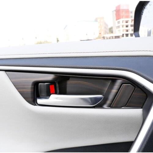 Car Door Handle Bowl Protect Decoration Sticker Cover Car Interior Peach Wood Decoration For Toyota RAV4 RAV 4 XA50 50 2019 2020