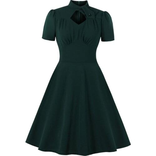 Short Sleeve Green Dress SP0756 2021 femme Swing Women Spring Dresses Ladies A line Party Vestidos Black Dress