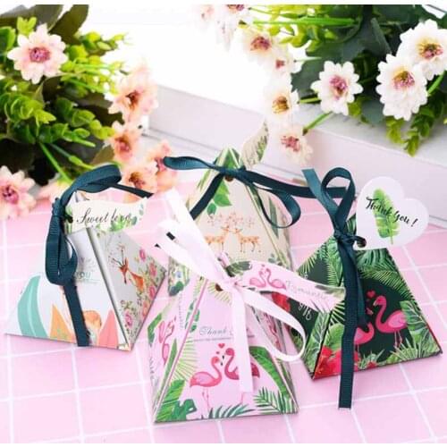10pcs 7.2x7.2x8cm Flamingo Packing Gift Candy Boxes for Kids Birthday Wedding Favors Packaging Paper Event Xmas Party Supplies
