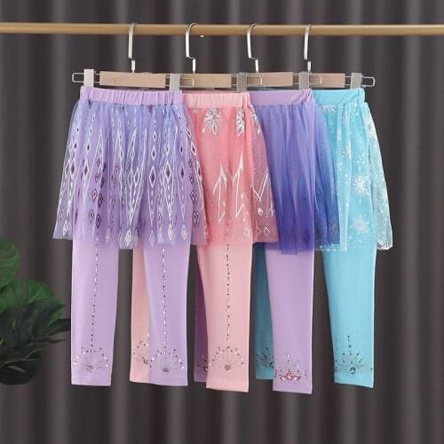 2020 Cartoon Girls Shiny Skirt Legging for Kids Pants Lovely Tutu Fashion Causal Wear Children Sequin Tight