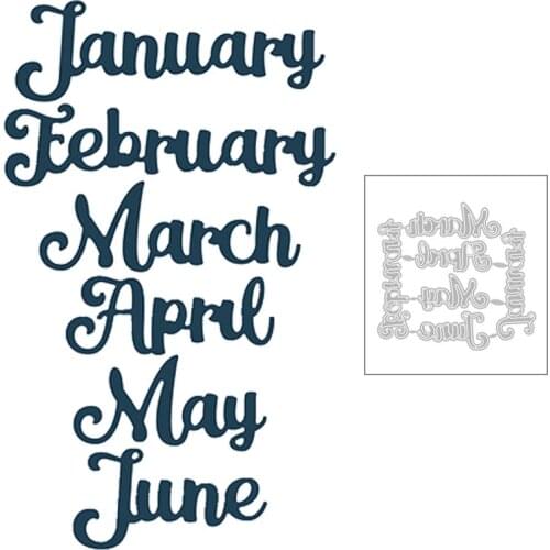 2020 New January February March April May June Word Metal Cutting Dies For DIY Greeting Card Paper Scrapbooking Making No Stamps