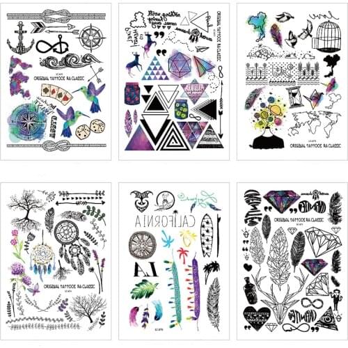 21x15cm Multi-style Fashion Cool Dream Star color Temporary Tattoo