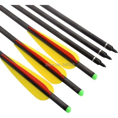 6 pk New Crossbow Bolts Hybrid Carbon Arrows 125gr Points Haft Moon Nock for Archery Hunting Shooting - Shaft length 16" to 22"
