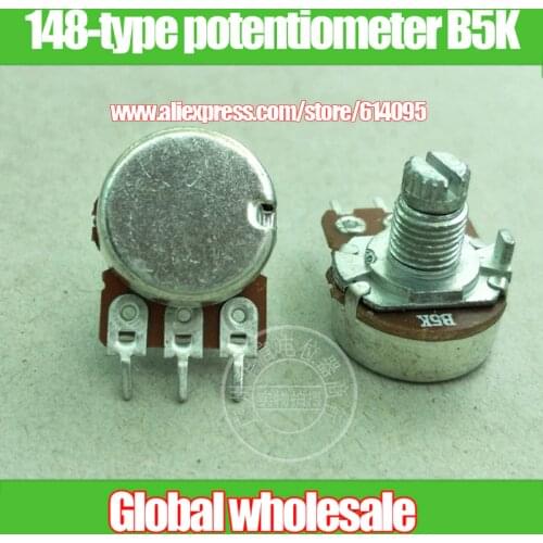8pcs 148-type single rotation volume potentiometer B5K / handle length 10MM knurled shaft