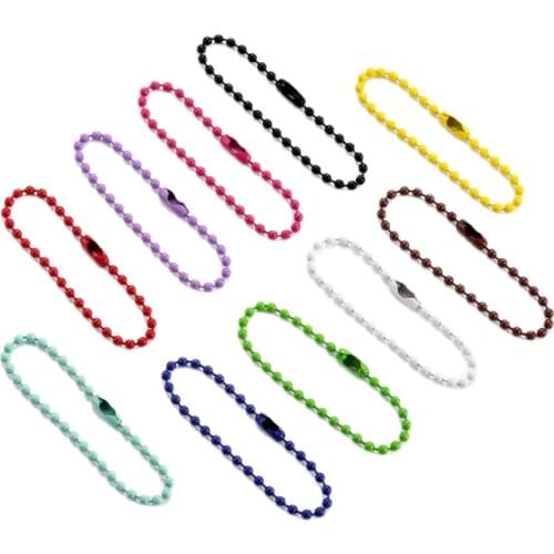 100Pcs Colorful Ball Bead Chains with Conncetors For KeyRing Key Chain Dolls Label Hand Tag DIY Jewelry Making Accessories