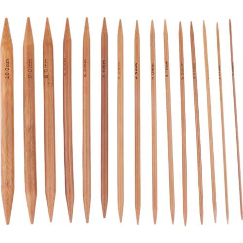 75Pcs 15 Size 15cm Bamboo Knitting Needles Crochet Hooks Set Double Pointed Carbonized Bamboo Needle Sweater Weave Craft(2-10mm)