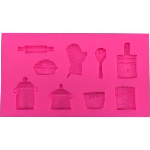 Free shipping DIY Cartoon Pot rolling pin shape silicone mold chocolate fudge cake decoration tool F0406