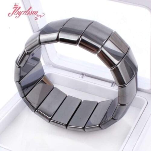 Natural Hematite Stone Beads Bracelet Health Care Power Therapy Fashion Jewerly Bracelets & Bangles for Men Women XMAS Gift 7"