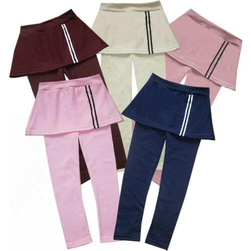 2-7Y Baby Kids Cotton Leggings Girl Toddler Striped Pattern Skirt Pants Skinny Long Bottoms