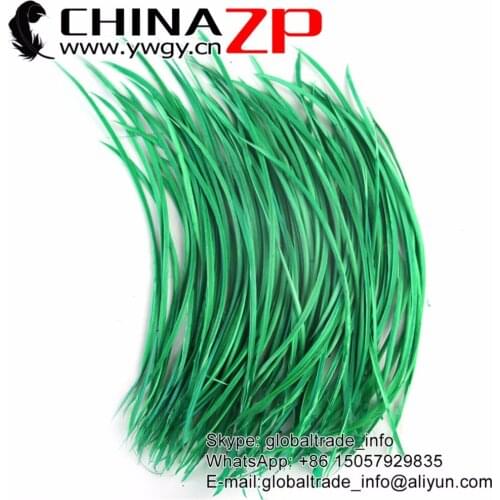 CHINAZP Goose Feathers 20~25cm(8 to 10 inch) Smooth Aqua Green Dyed Goose Biots Feathers for Hair and Festival Decoration