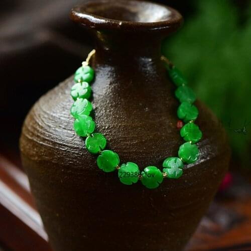 Customized Green Beads Bracelet Hand Knotting Bangle Customized Amulet Women Jade Chinese Natural Gifts Charm Jewelry
