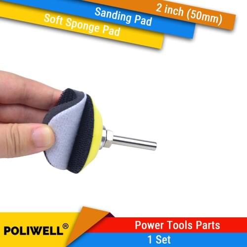 1 Set 2 Inch(50mm) Soft Sponge Interface Pads + 6mm Back-up Sanding Pad for Hook&Loop Sanding Discs Power Tools Accessories