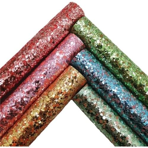 Pastel Colors Chunky Glitter Faux Vinyl Fabric with Knited Backing Glitter Leather Sheets For Earrings Bows DIY 21X29CM GM2301A