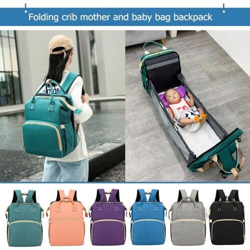 2 in 1 Fashion Diaper Bag Multifunctional Folding Baby Mommy Travel Backpack Portable Large Capacity Nappy Maternity Bag 2021