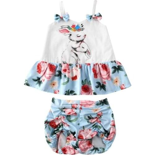 2020 new Toddler Infant Newborn Baby Girl Romper Easter Bunny Top Tutu Skirt Outfit Clothes Outfit Set