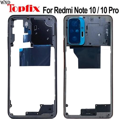 NEW Original For Redmi Note 10 / Note 10 Pro Middle Frame Bezel Faceplate Bezel Frame With Side Button Repair Spare Parts