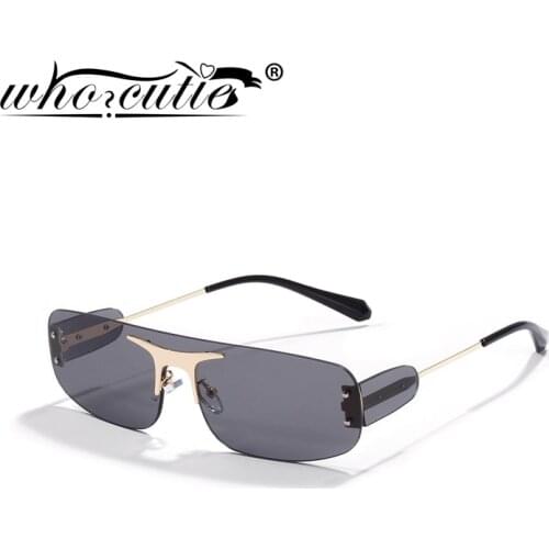 Vintage Trendy Rimless Rectangle Sunglasses Women 2020 Brand Designer Metal Frame 90s Frameless Sun Glasses Shades Female S364