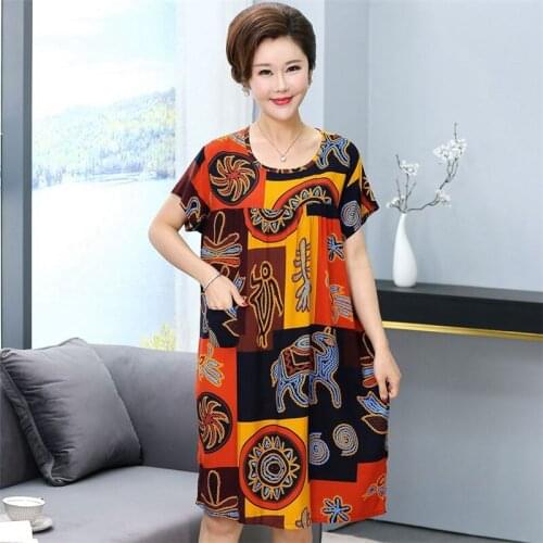 Sexy nightware middle-aged and elderly peoples pijama female cotton mother nightdress summer short-sleeved thin large size
