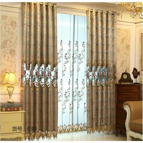 Luxury gold Embroidery Blackout Window Curtains For Living room Bedding room Europrean Golden Cortinas para sala