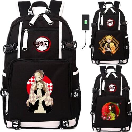 Ghost Blade Kamado Tanjirou USB Port Backpack Bags Laptop School Travel Book Bag Students Casual Laptop Girls Boys Rucksack Gift