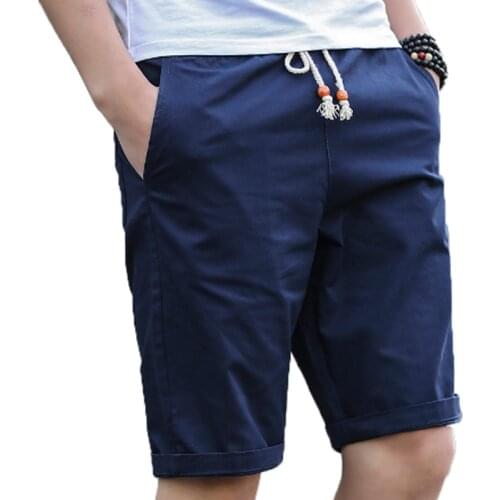 Summer New Shorts Men Black Khaki Casual Cotton Beach Shorts Bottoms Elastic Waist Fashion Bermuda Short Joggers 4XL 5XL