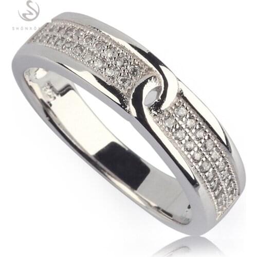 SHUNXUNZE The new product Luxury Wedding rings Jewelry for women Favourite White Cubic Zirconia Rhodium Plated R3267 size6 7 8 9