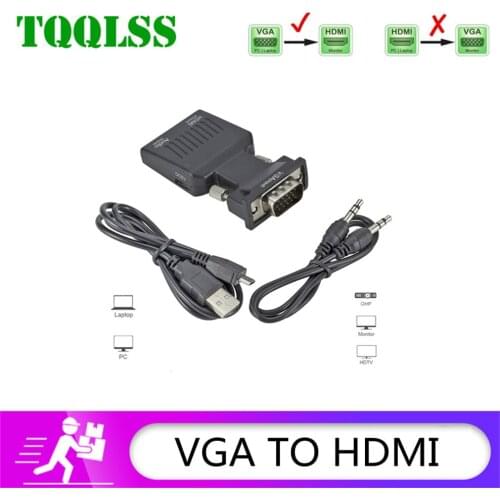 TQQLSS VGA to HDMI Converter supports 1080P resolution suitable for connecting projector monitor laptop computer DVD lotus root