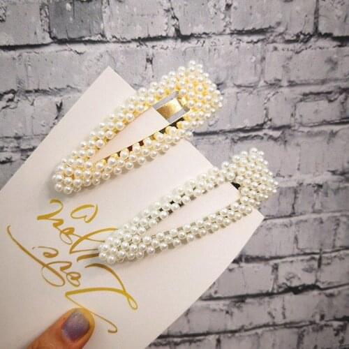 High Quality White Pearl Hairpins For Girls Women Lady Handmade Hair Clips Gold Silver Alloy Barrette Korea Hairclip